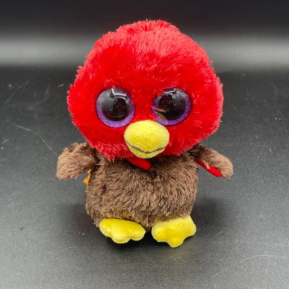 Ty Beanie Boos Gobbler Turkey Plush 6 Inch Brown Red Stuffed Animal Thanksgiving